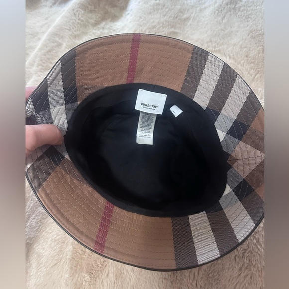Burberry Tan and Red Plaid Bucket Hat - Picture 3 of 4